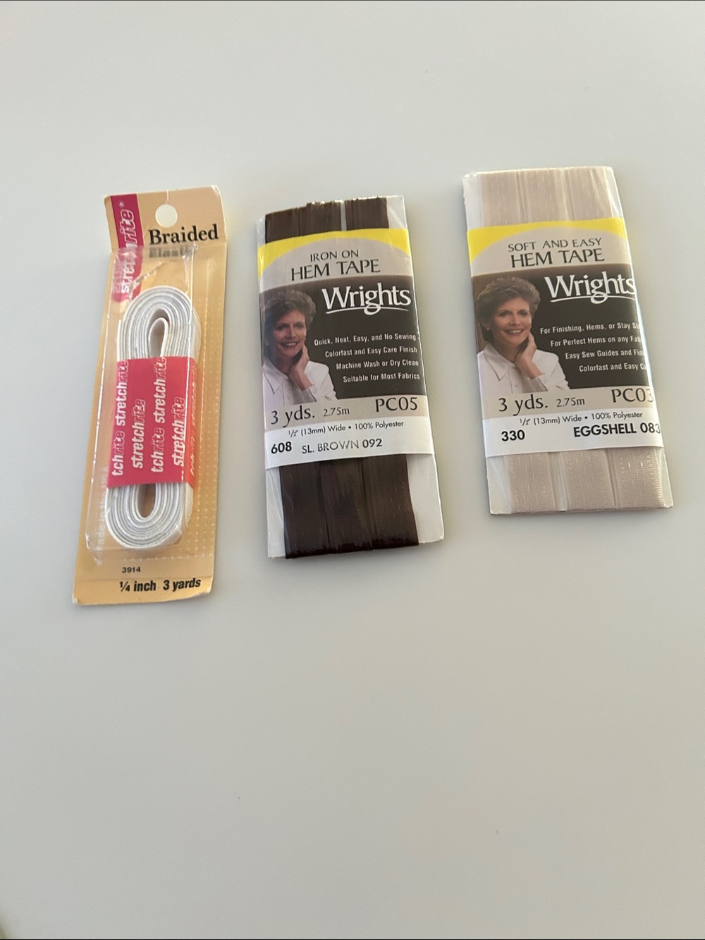 Iron-On Hem Tape Pack - Eggshell & Brown - 3 yds Each